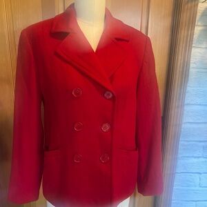 1990’s VTG Y2K Women's Red Double-Breasted Jacket 100% Wool